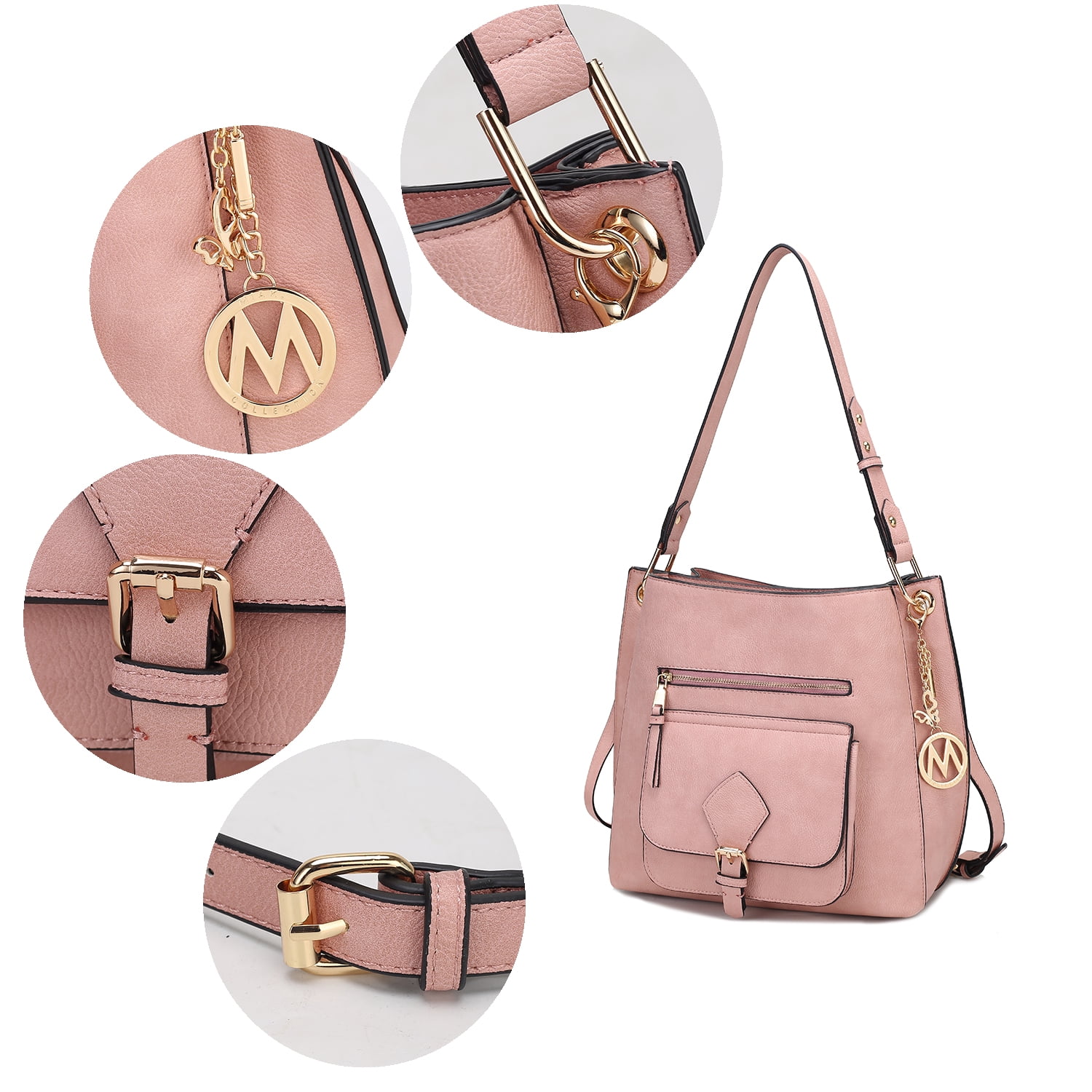 MKF Collection Yves Vegan Leather Women's Hobo Bag, Fashionable Shoulder Purse Handbag by Mia K - Light Blue