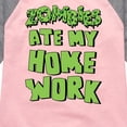 thumbnail image 3 of Instant Message - Zombies Ate My Homework  - Toddler & Youth Girls Raglan Graphic T-Shirt, 3 of 5
