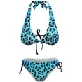 thumbnail image 5 of SKQIT Women Sexy Bikini Set Halter Side Tie Two Piece Leopard Print Swimsuit Triangle Bathing Suits, 5 of 7