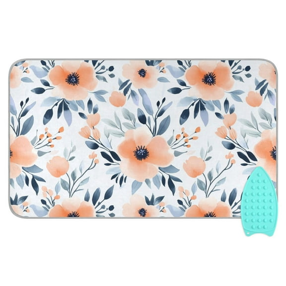 Orange Plain Little Flower Ironing Mat Blanket for Table Top Travel Portable Ironing Board Pad 47.2x27.6 Inch