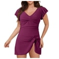thumbnail image 1 of Huesdet Womens Tummy Control Bathing Suits Slimming Ruffle Swimsuit One Piece Lace Swimwear[RD2,XL], 1 of 8