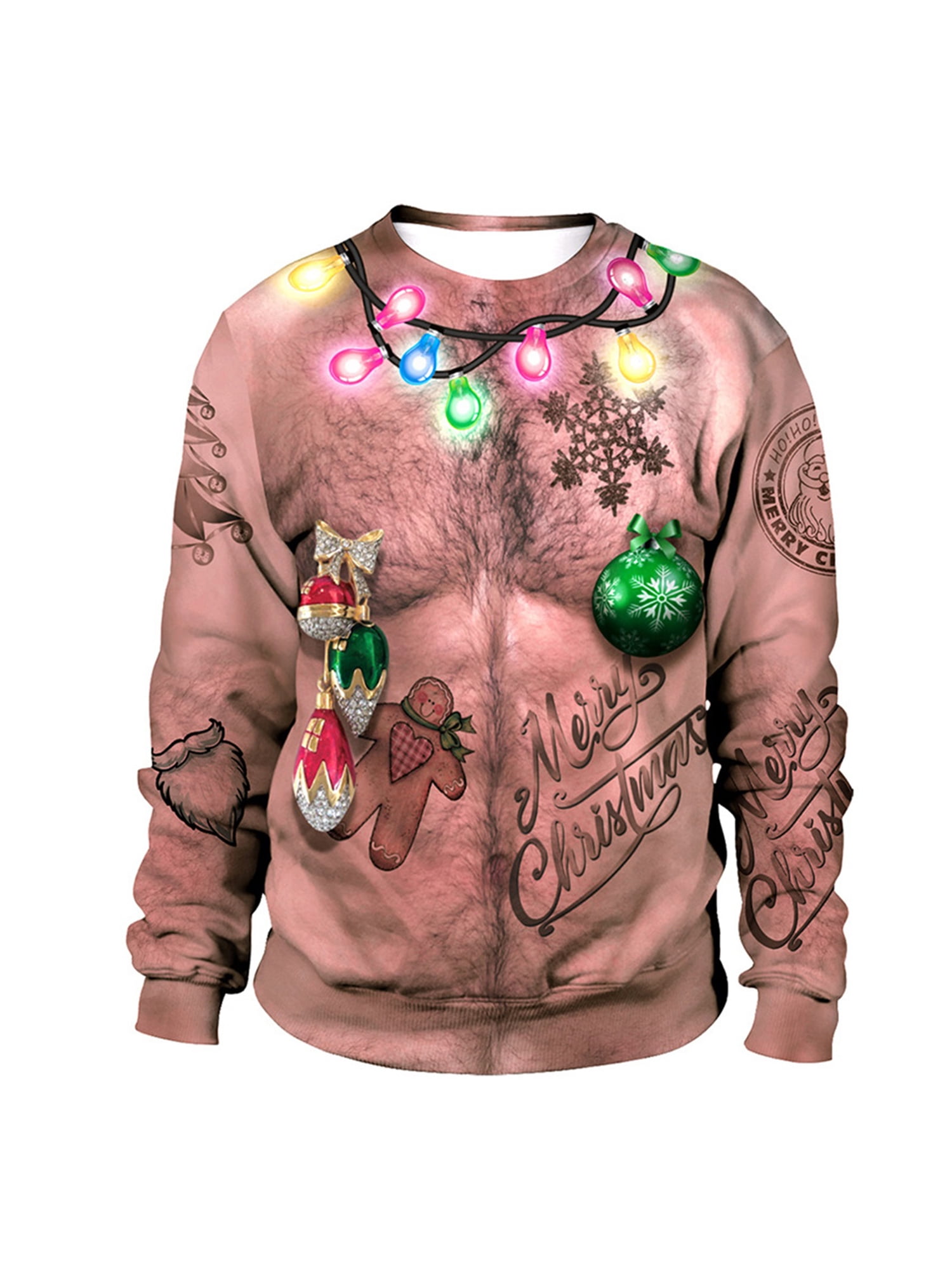 Unisex Ugly Christmas Sweatshirt Men Women Novelty 3D Printing Xmas Santa Reindeer Hoodie & Crew Neck Sweatshirt