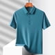 thumbnail image 4 of Blusa y camisa de manga corta con cuello vuelto para hombre, color liso, informal, holgada, a la moda, de seda helada, sin costuras, transpirable, elástica, con botones, de cedro, blusa de manga corta, 4 of 6