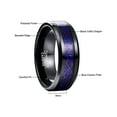 thumbnail image 2 of Men's 8mm Black Blue Wedding Band Celtic Dragon Tungsten Rings Carbon Fiber Inlay Beveled Edges, 2 of 5
