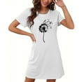 thumbnail image 4 of Camisón corto de talla grande para mujer, camisón de manga corta con estampado de pecho a la moda, camisón para mujer, 4 of 5