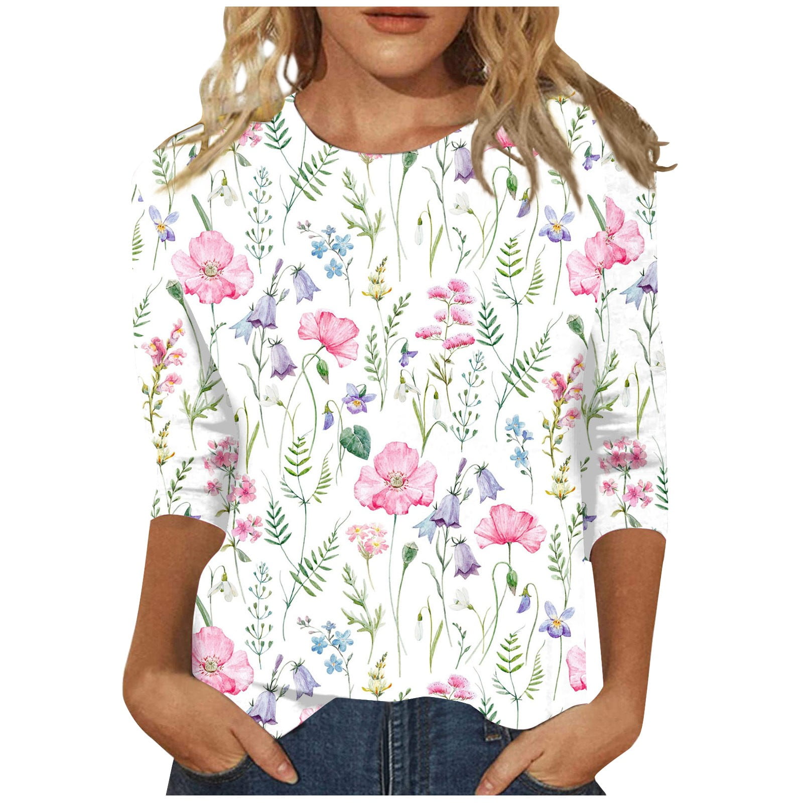 RPVATI Womens 3/4 Sleeve Tops Plus Sizes Dressy Casual Elbow Sleeve Cute Summer Tops for Women