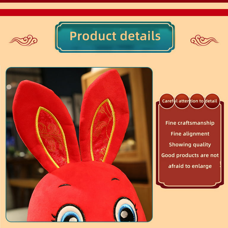 Rabbit Ornament Stuffed Doll Plush Toys Chinese Style PP Cotton  Tear-resistant 2023 New Year Gift Red Lovely CNY Mascot