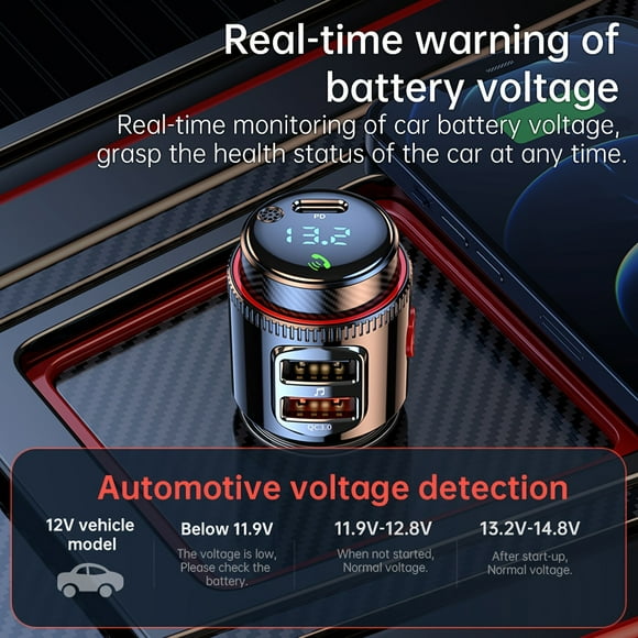 XHSGX Transmisor FM coche inalámbrico doble USB PD 30W QC3.0 llamadas manos libres reproducción pendrive Type C