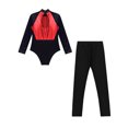 thumbnail image 4 of dPois Kids Girls Shiny Rhinestone Long Sleeve Gymnastics Leotard Athletic Ballet Dance Jumpsuit and Red 14, 4 of 7