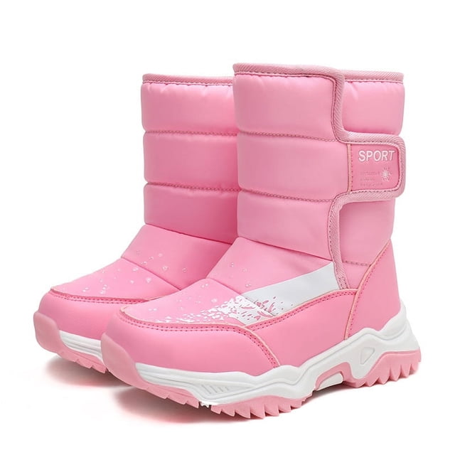 Botas de nieve para niños, otoño e invierno, zapatos para niños acolchados de algodón, botas para niñas antideslizantes gruesas con forro polar para niños medianos y grandes