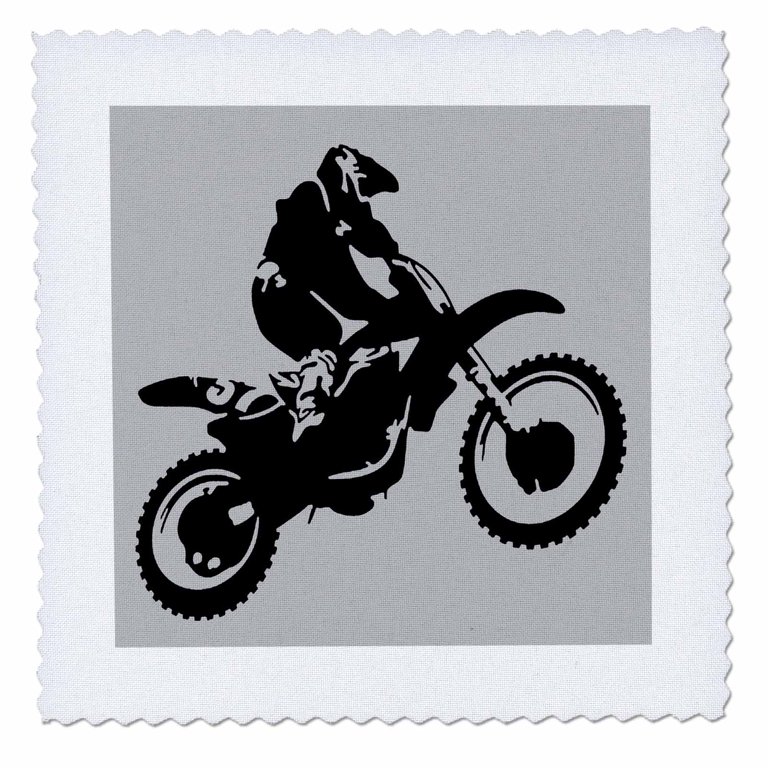 Motor X Dirt Bike Monotone Vector Art Black Design 22x22 inch quilt square  qs-356217-9 