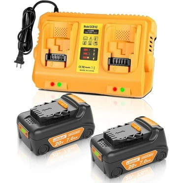 2 Packs Replacement for DeWalt Battery, 20V Max 7000mAh DCB200 with DCB102 Charger Compatible with 12V/20V Power Tools