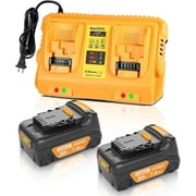 2 Packs Replacement for DeWalt Battery, 20V Max 7000mAh DCB200 with DCB102 Charger Compatible with 12V/20V Power Tools