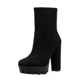 thumbnail image 1 of NECHOLOGY Botas Mujer Adulto Femenino Zapatos Botines de mujer Estilo lateral Cremallera Botas de tacón y gruesas británicas Botas de mujer Botas de mujer con tacón (Black, 8.5), 1 of 7