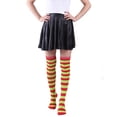 thumbnail image 1 of Women's Extra Long Striped Socks Over Knee High Opaque Stockings (Red & Lime Green), 1 of 4