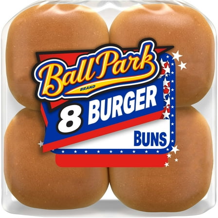 Ball Park White Burger Buns, 8 count, Kosher Hamburger Buns, 15 oz Bag