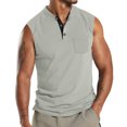thumbnail image 3 of TAGOLD Mens Summer Round-Neck Tank Top Solid Color Button Pocket Casual Top, 3 of 5