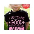 thumbnail image 1 of TRATO DE SER BUENO PERO ME PARECÍ A MI TÍA Camiseta gráfica para niña - Camiseta informal holgada 100 % algodón con tipografía divertida en rosa y negro, cuello redondo, lavable a máquina, para muje, 1 of 6