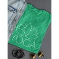 thumbnail image 3 of Lotus Spiritual Symbol Simple Line Drawing Women Kelly Green Yoga T-Shirt, Female Medium, 3 of 4