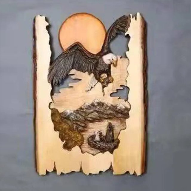 Escultura de madera para colgar en la pared, tallado de animales, hecho a mano, mapache, oso, ciervo, decoración pintada a mano para el hogar, sala de estar, envío directo