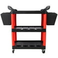 thumbnail image 6 of Olurrisa 3 Tier Rolling Auto Detail Cart With Wheels,With 2pcs Bucket,for Detailers Garage, Workshop, Repair Shop, Storage Tool,Red&Black, 6 of 9