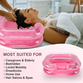 thumbnail image 3 of RoamReady Inflatable Hair Washing Basin, Portable Shampoo Bowl with Pillow and Drain Hose, Hair Washing Basin for Bedridden, Disabled, Injured, Perfect for Dreadlocks, Curly Hair, Thick Hair (Pink), 3 of 8