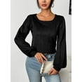 thumbnail image 2 of Weardear Crochet Tops for Women 2025 Fall Square Neck Sweater Casual Puff Sleeve Cute Tunic Pullover, 2 of 5