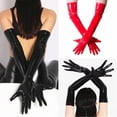 thumbnail image 4 of Gants Longs en Pvc Noirs et Rouges Brillants pour Costume de Danse de Boîte de Nuit, 4 of 6