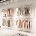 thumbnail image 3 of Rack de exhibición para ropa montado en pared, barra colgante de hierro pesado dorado, multiusos, para boutique y uso doméstico 400 cm, 3 of 7