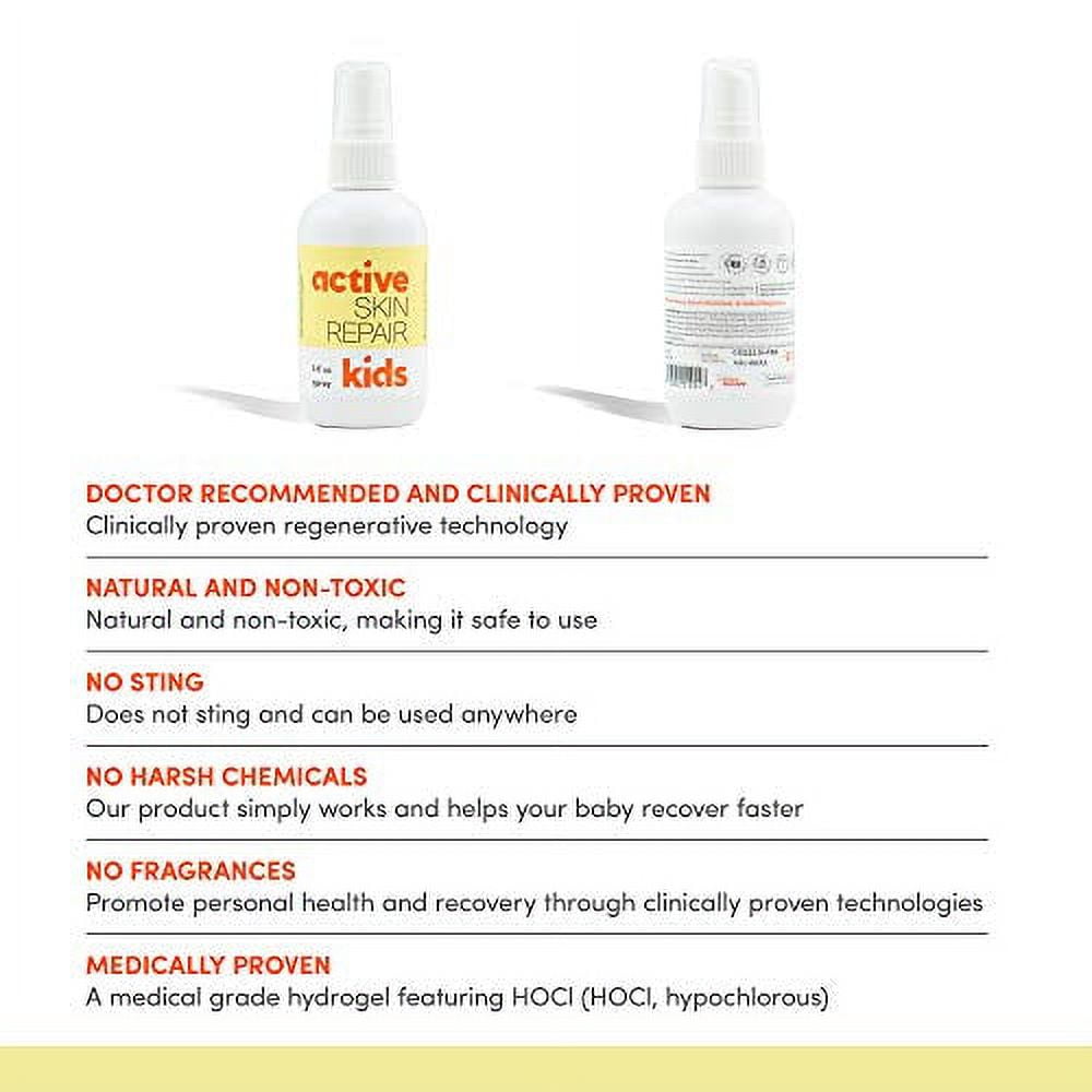 Active Skin Repair Kids First Aid Spray - Non-Toxic & Natural Kids First Aid Spray for Minor Cuts, Wounds, Scrapes, Rashes, Sunburns, and Other Skin Irritations (3oz Spray)