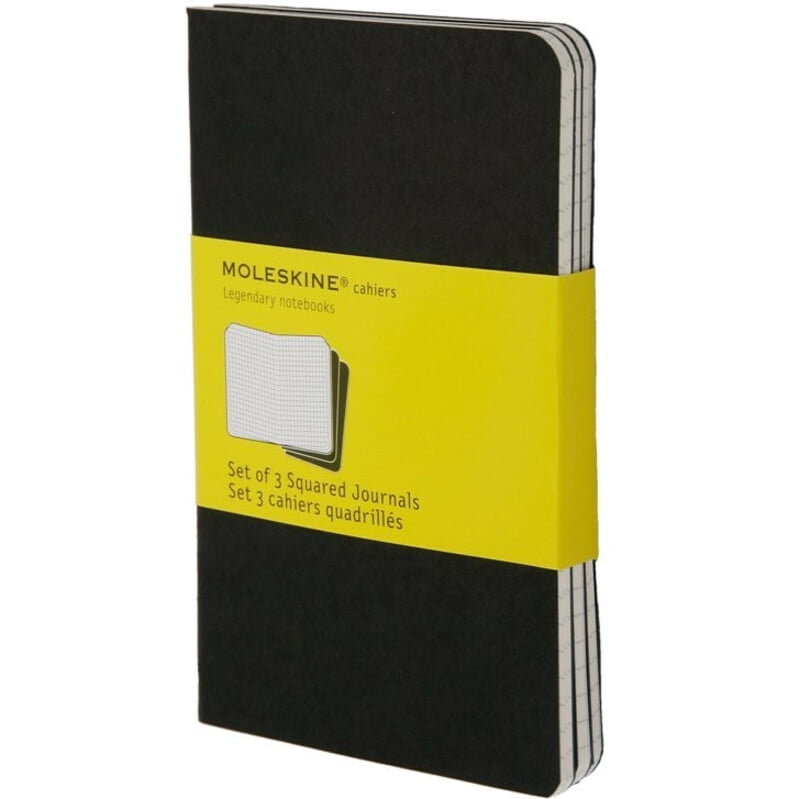 Moleskine Set of 3 Squared Cahier Journals, Black, Pocket
