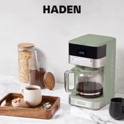 Haden Programmable Drip Coffee Maker, 12 Cup Cafe Machine, Green/Chrome
