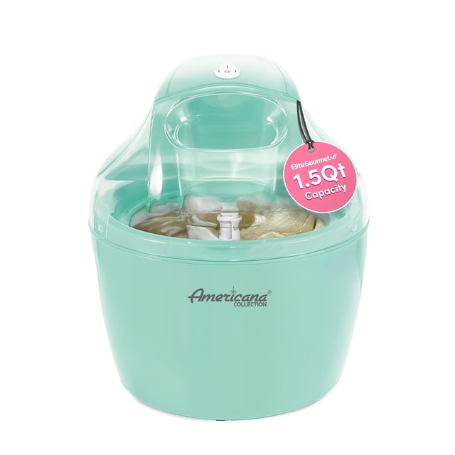 Americana Collection Elite EIM-1432M Heladera eléctrica casera fácil y automática de 1,5 cuartos, yogur helado, sorbete, helado, con recetas, menta