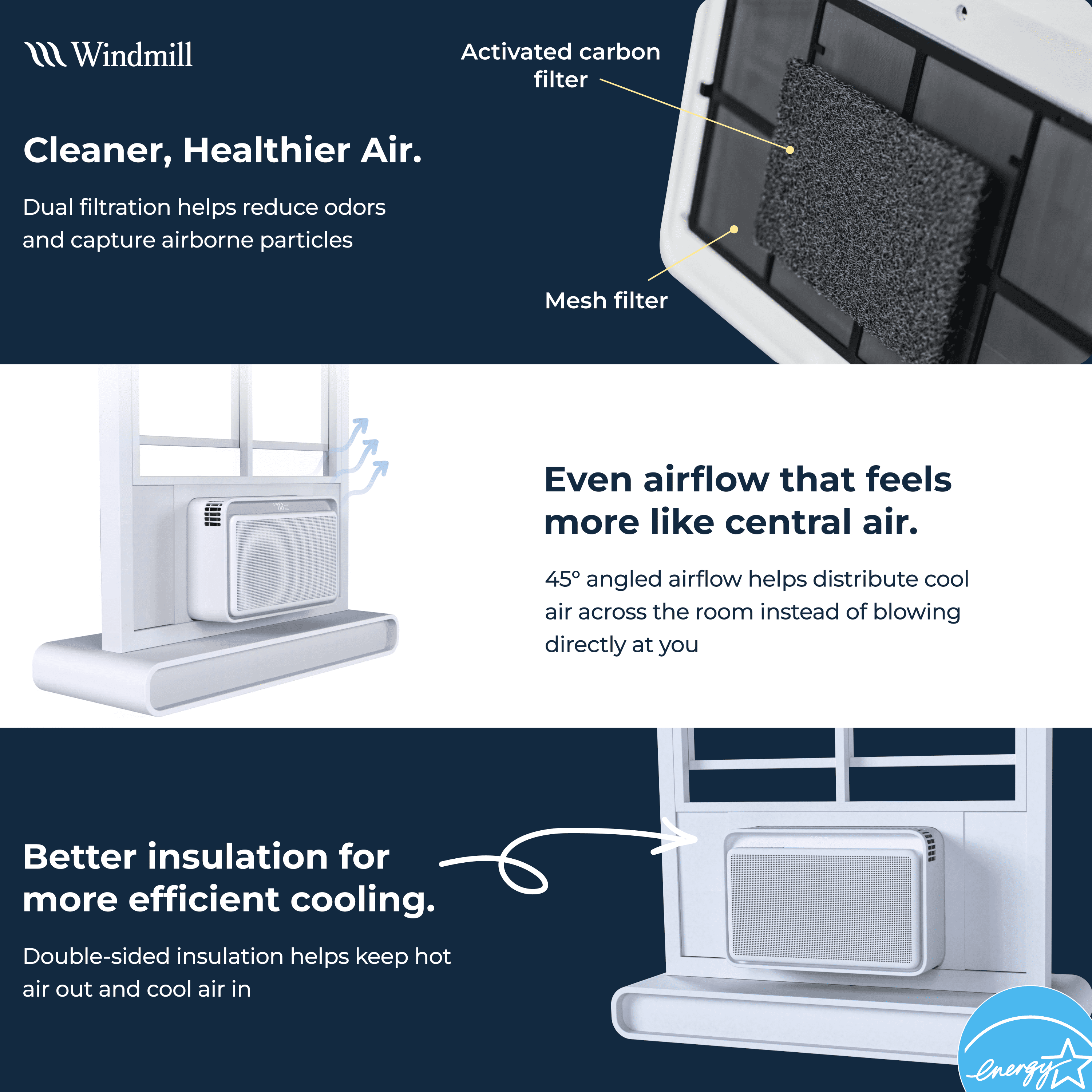 Windmill 8,000 BTU Inverter Window Air Conditioner with WhisperTech - Ultra-Quiet & Smart, Cools up to 350 Sq. Ft. - #1 Easy Install, App/Wi-Fi, Voice-Enabled, Remote Control, Energy Star