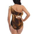 thumbnail image 5 of Sikiie Adorable Calf Butterflies Champagne Print Women One Piece Swimsuits Tummy Control One Shoulder Bathing Suits Ruffle Swimwear, From S to XXL-Large, 5 of 6
