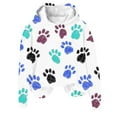 thumbnail image 2 of SwiftWear Women's Colorful Paw Print cute Hoodie Trendy Animal Themed Pullover Sweatshirt with Drawstring Hood, Soft Breathable Streetwear Top Blue, 2 of 3