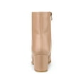 thumbnail image 2 of Unique Bargains Women's Square Toe Side Zip Block Heel Ankle Boots Nude (Size 7), 2 of 7