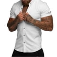 thumbnail image 4 of Mens Button Down Shirts Slim Fit Short/Long Sleeve Dressy Casual Solid Lapel Collared Shirt Office Work Blouses, 4 of 5