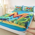 thumbnail image 4 of Feelyou Cartoon Dinosaur Letter M Print Bed Sheets for Boys Girls, Cute Animal King Sheets, Blue, 4pcs, 4 of 5