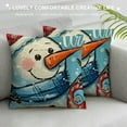 thumbnail image 3 of Qinduosi Warm Winter Wishes Blue Decorative Throw Pillow Covers Set of Snowman Merry Christmas Porch Outdoor Home Decor, Buffalo Plaid Check Hohoho Joy Holiday Couch Cushion Case, 3 of 5