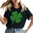 thumbnail image 4 of VBTAPA Holiday Tops for Women 2025 St. Patrick's Day T-shirts Green Shamrock Shirts Irish Clover Print Short Sleeve Crewneck Tees Black XXL, 4 of 6
