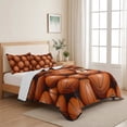 thumbnail image 5 of Queen Quilt Set 90''x96'', Basketball Lightweight Summer Bedspread Coverlet Set with 2 Pillow Shams, Sports Brown Basketball Breathable All Season Quilt Bedding for Bedroom/Guest Room, 5 of 9