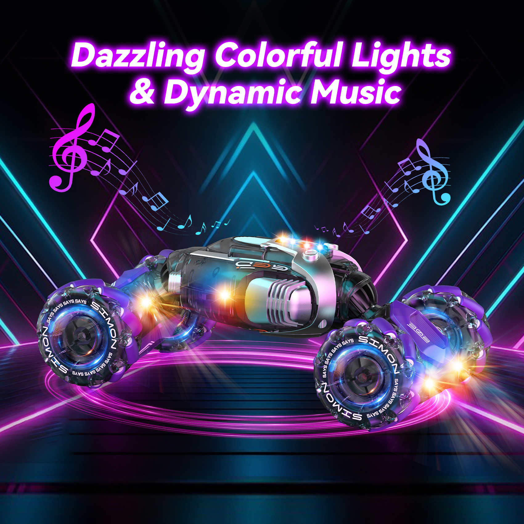 Nicella Remote Control Cars for Boys Girls 8-12, Gesture Sensing RC Stunt Car with Light & Music, 4WD, 360°Rotating, 2.4Ghz RC Drift Cars, Christmas Birthday Gift Car Toys for Kids