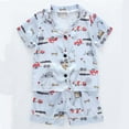 thumbnail image 2 of Lovzfmll Printed Pajama Short Set, Short Sleeve Round Neck Top & Shorts for Boys & Girls, Spring Summer Sleepwear Outfits for Toddler 3-4 Years, 2 of 4