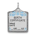 thumbnail image 4 of 925 Sterling Silver Blue Birth Certificate Polished Front, Satin Back Charm Pendant, 4 of 7