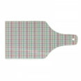 thumbnail image 1 of Abstract Cutting Board, Pastel Colored Checkered Tartan Pattern with Geometric Stripes Print, Tempered Glass Cutting and Serving Board, Wine Bottle Shape, Mint Salmon Pale Pink, by Ambesonne, 1 of 1