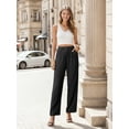 thumbnail image 5 of GIRUNS Women's Casual Wide Leg Pants High Waisted Button Loose Pants with Pockets Business Trousers Black L, 5 of 6