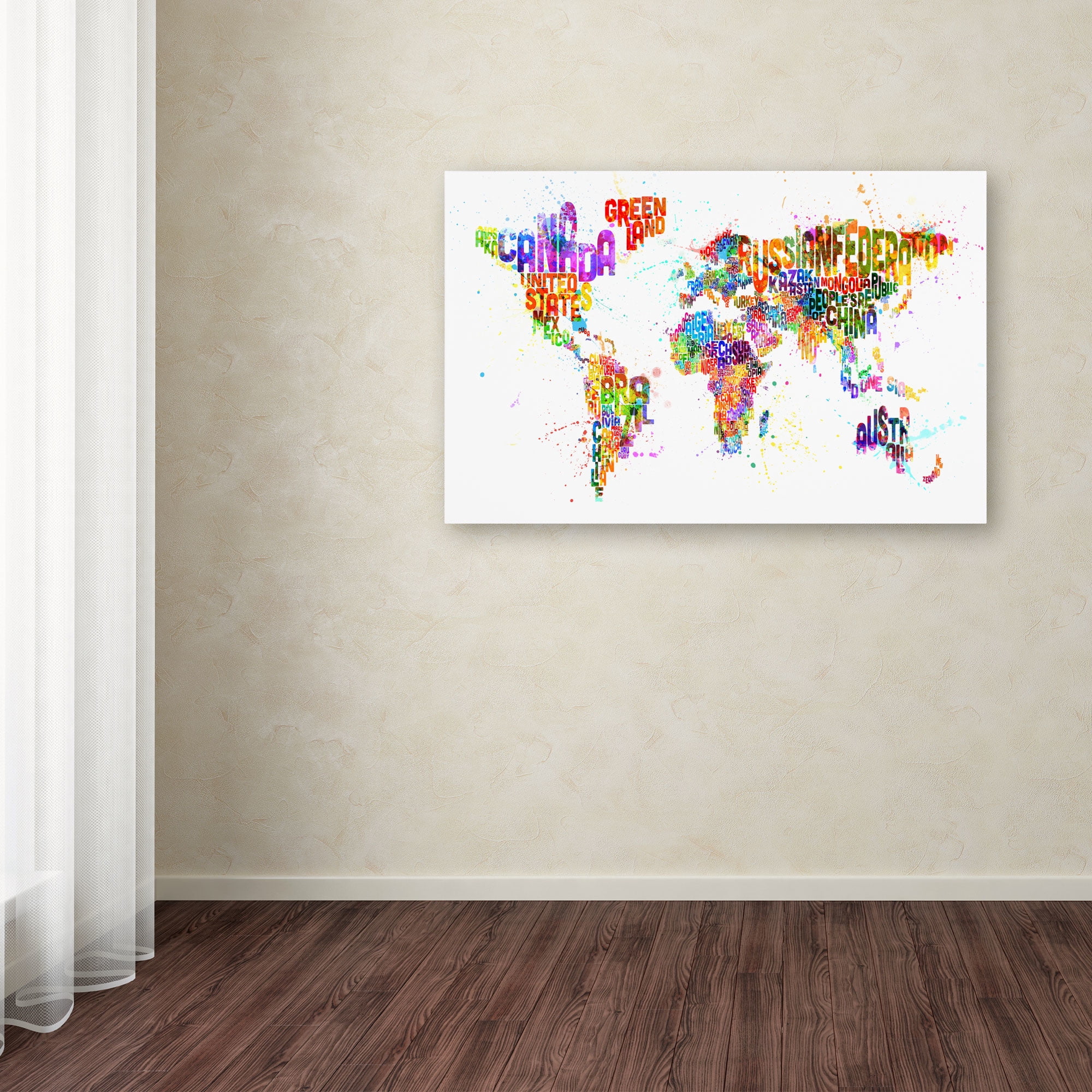 "Text Map of the World III" Canvas Art by Michael Tompsett