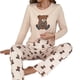 thumbnail image 3 of Pijamas con estampado de oso para mujer, ropa de dormir de manga larga, pantalones completos, ropa de dormir de seda de leche, cuello redondo, ropa de casa, otoño e invierno, nuevo, 3 of 5