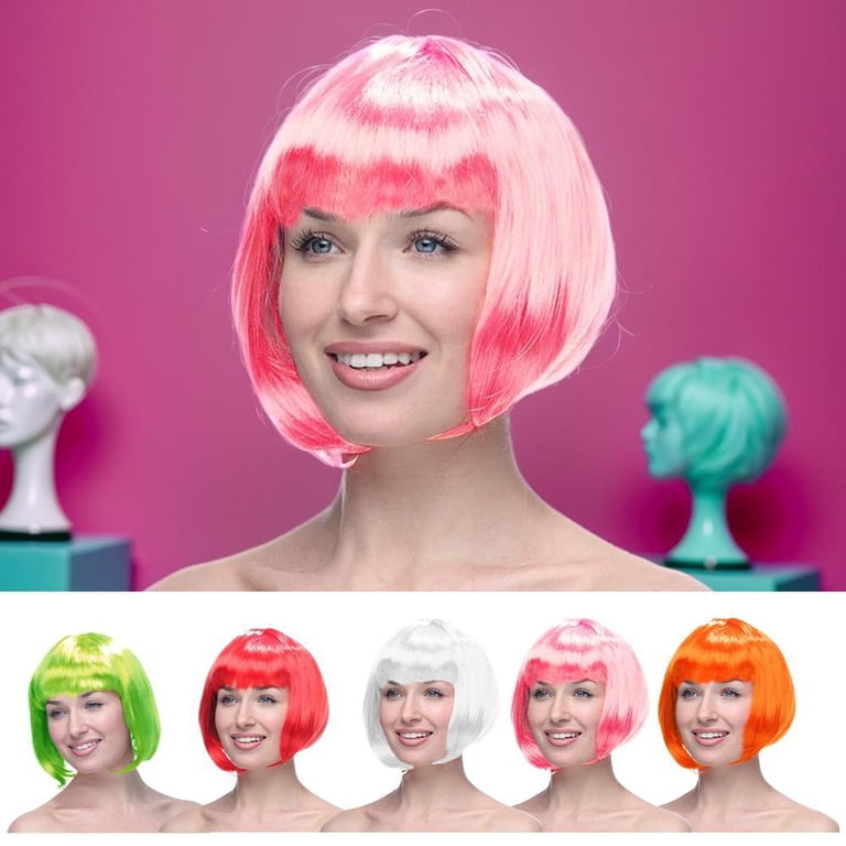 Women Green Heat Resistant Synthetic Bob Party Neon Wig Bangs 12 Inch Amazon.com : WTHCOS Neon Green Bob Wig With Bangs - Short  main image 2